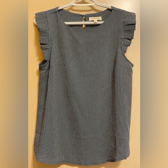 Ruffled sleeves blue and white stripe - Picture 1 of 4